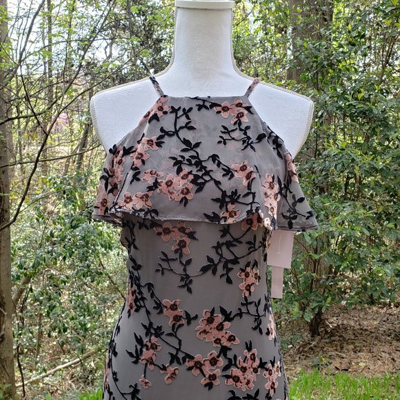 AVEC LES FILLES Burnout Party Dress in Gray + Pink Floral Size 2 New - Picture 16 of 16